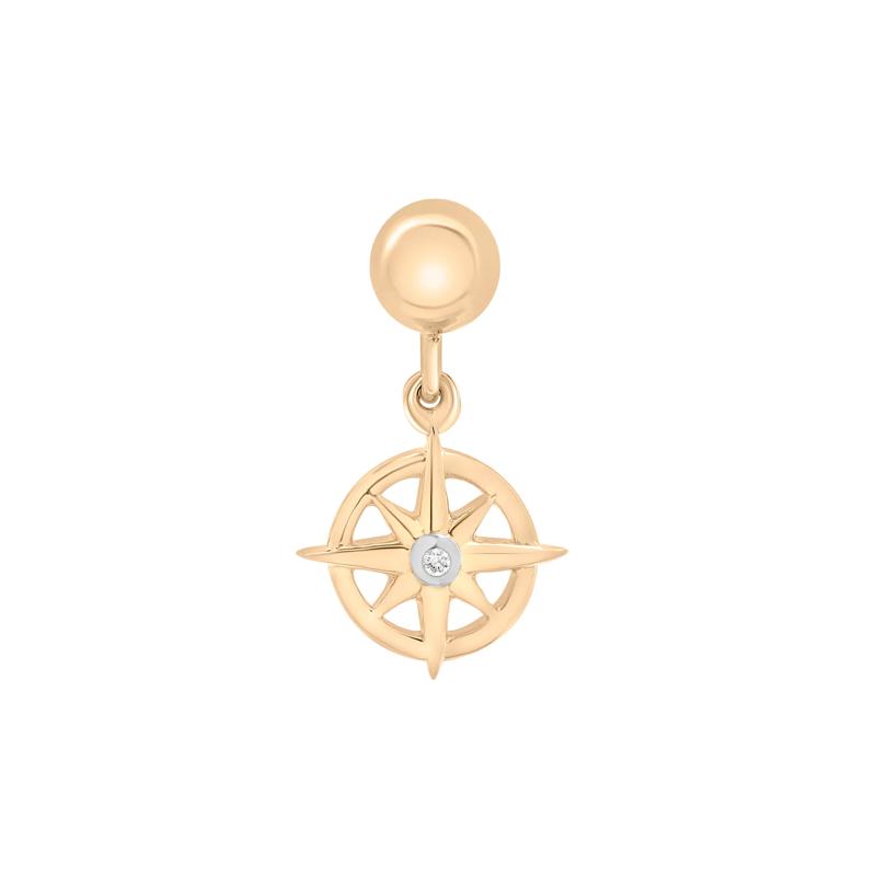 Diamond Accent Compass Bead Charm in Vermeil – Image 1 of 3