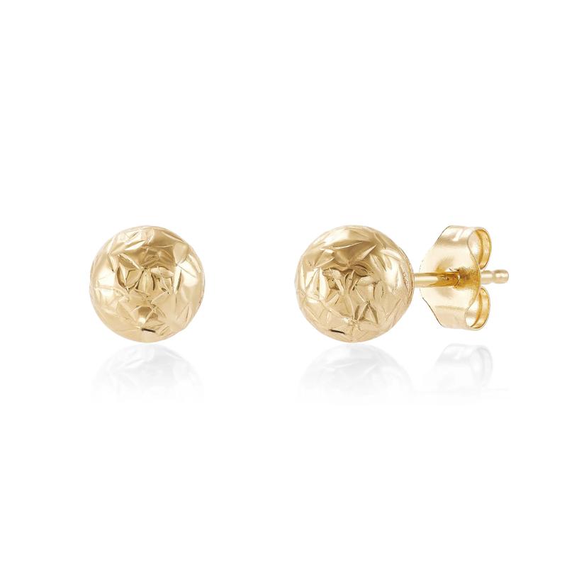 Diamond-Cut Ball Stud Earring in 14K Yellow Gold, 6MM – Image 1 of 2