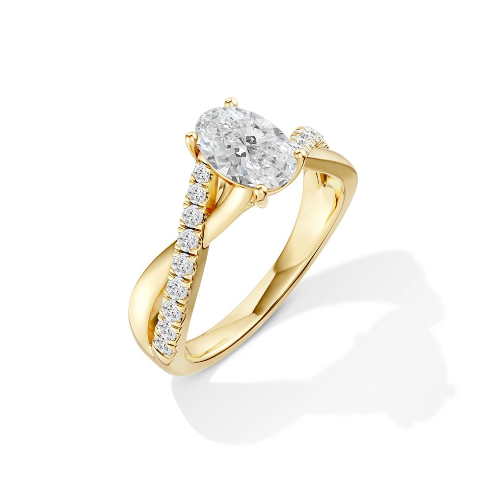 Diamond Oval Halo Engagement Ring in 18K Yellow Gold (1 1/4 ct. tw.) – Image 2 of 5
