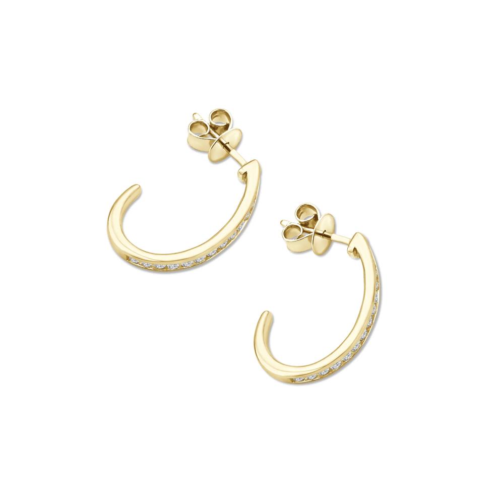 Diamond J-Hoop Earrings in 10K Yellow Gold (1/2 ct. tw.) – Image 2 of 2