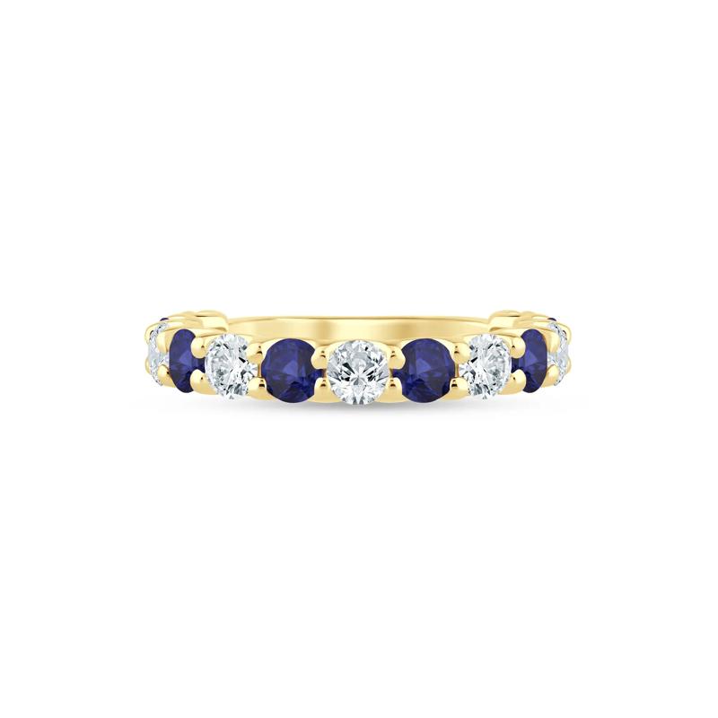 Lab Grown Diamond and Lab-Created Blue Sapphire Anniversary Band in 14K Yellow Gold &#40;1 ct. tw.&#41; – Image 1 of 3
