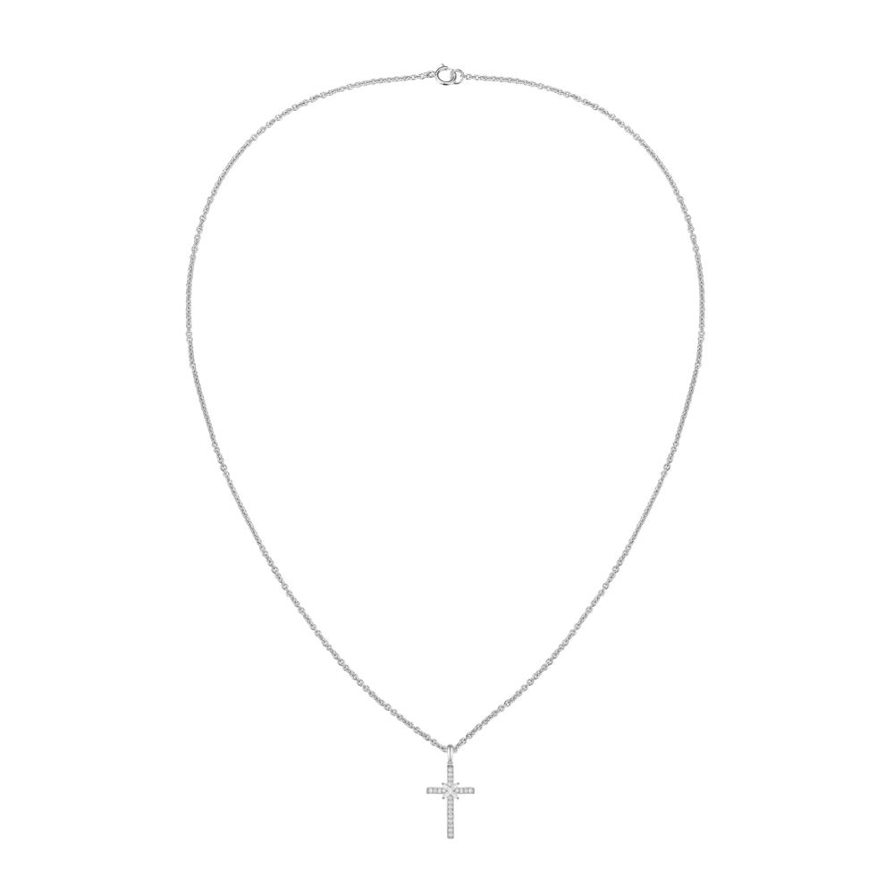 Diamond Cross Pendant Necklace in 10K White Gold (1/4 ct. tw.) – Image 4 of 4