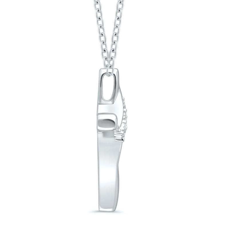 Cross Pendant with Diamond Accents in Sterling Silver – Image 2 of 3