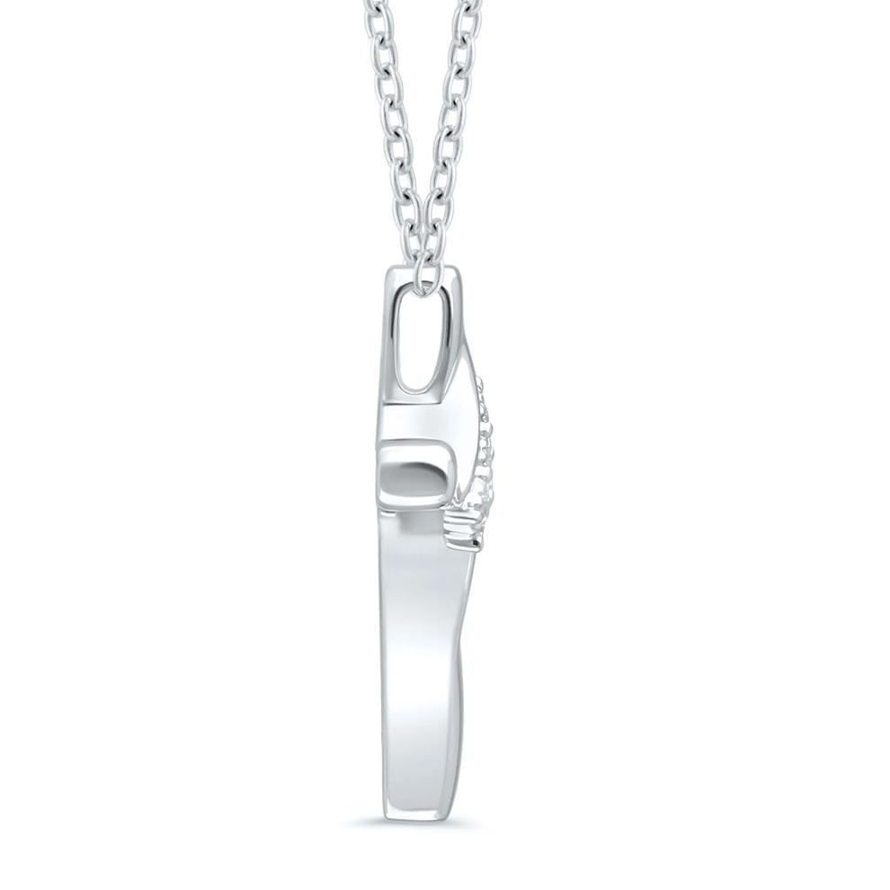 Cross Pendant with Diamond Accents in Sterling Silver – Image 2 of 3