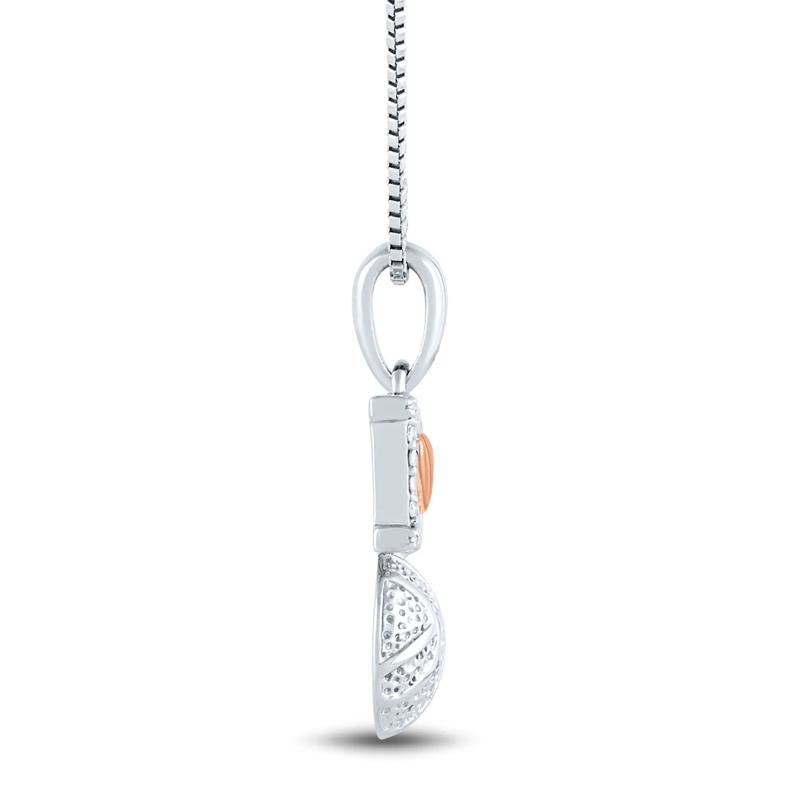 Diamond Accent Basketball Pendant in Sterling Silver and 14K Rose Gold – Image 2 of 4