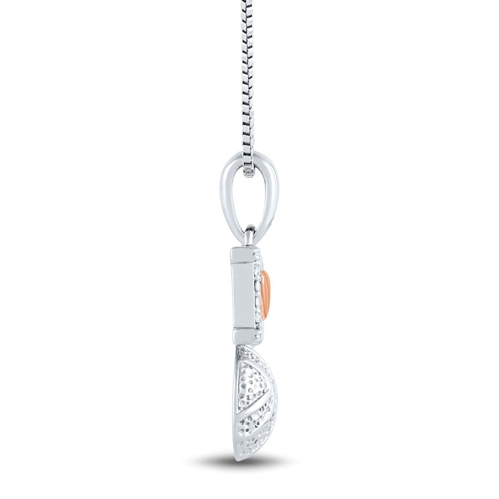 Diamond Accent Basketball Pendant in Sterling Silver and 14K Rose Gold – Image 2 of 4