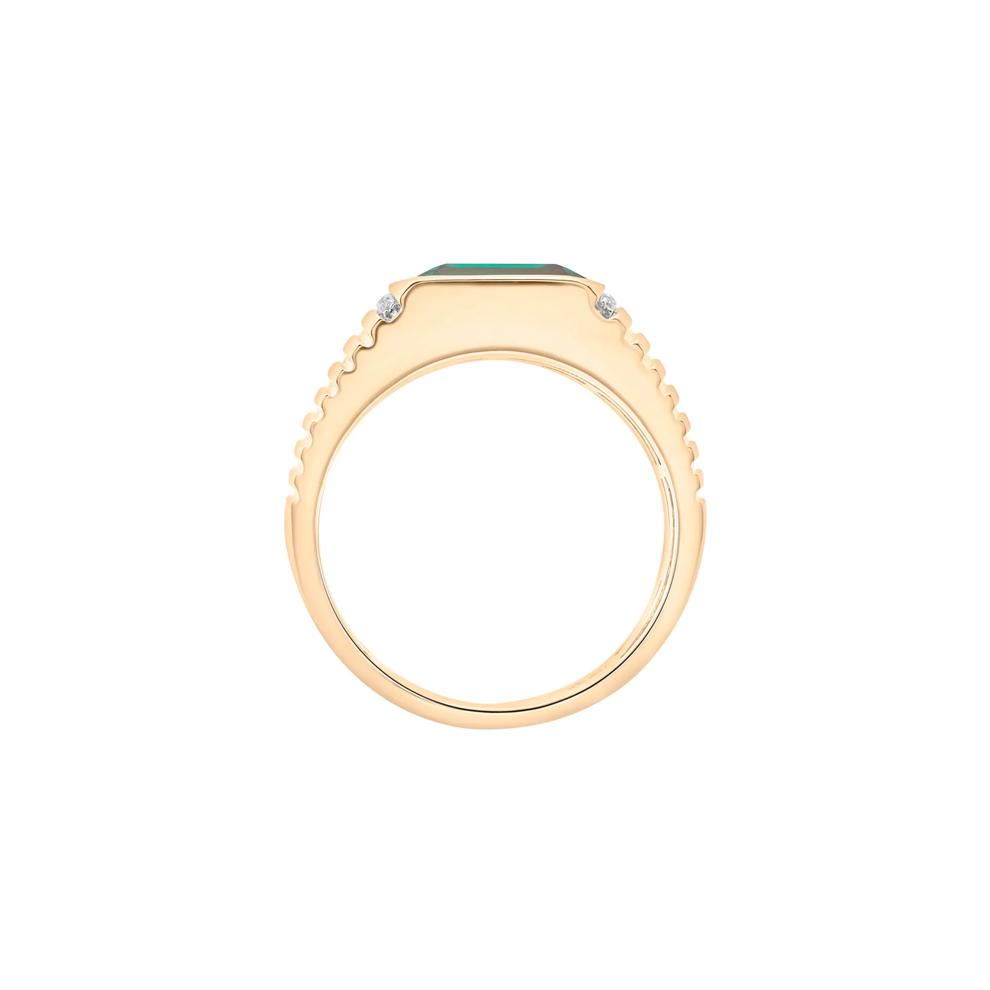 Men's Lab-Created Emerald and Diamond Accent Ring in 10K Yellow Gold – Image 2 of 5
