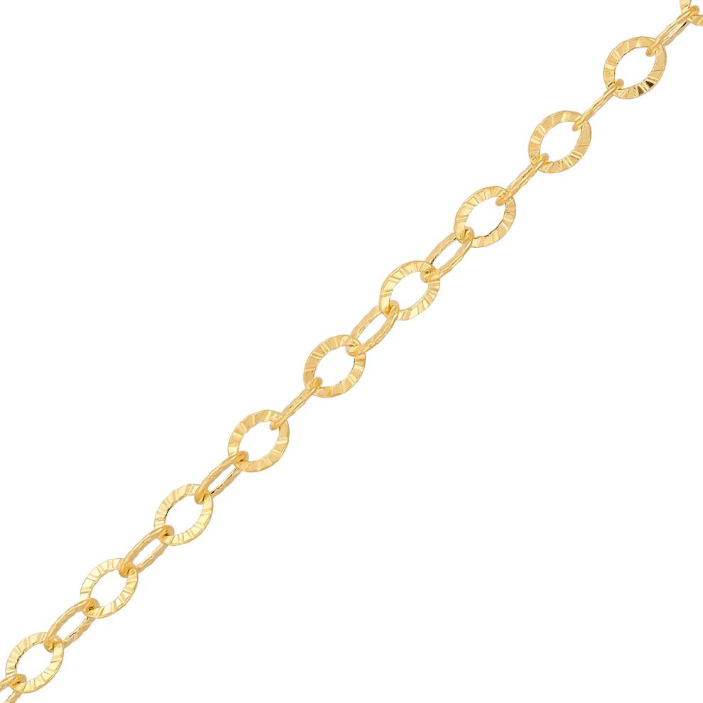 Polished Hollow Sunshine Rolo Chain Necklace in 14K Yellow Gold, 18"  – Image 2 of 3