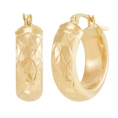 Polished Diamond-Cut Tube Hoop Earrings in 10K Yellow Gold, 15MM