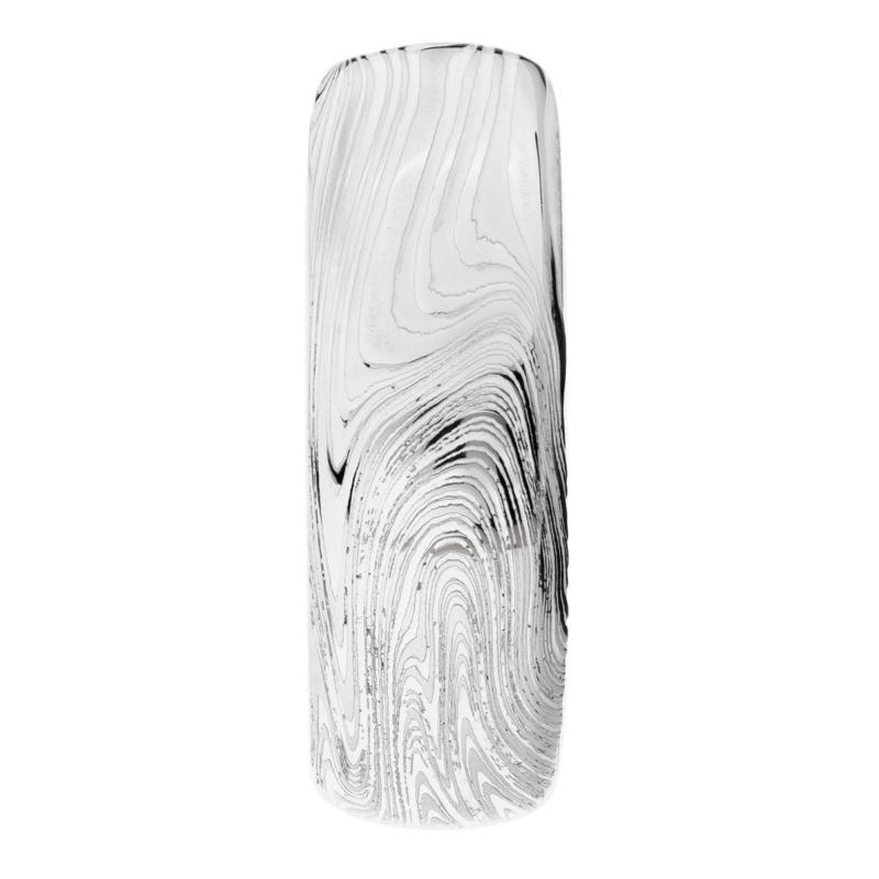 Men&rsquo;s Marble Damascus Wedding Band with White Cerakote Accents, 8MM  – Image 3 of 3