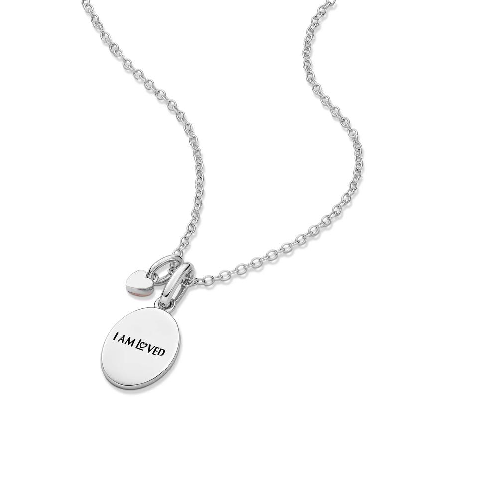 Lab Grown Diamond Accent Cross Medallion Pendant in Sterling Silver &amp; 10K Rose Gold – Image 5 of 5