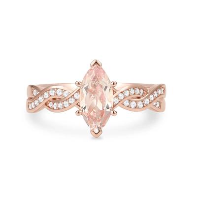 Morganite & Diamond Twist-Shank Ring in 10K Rose Gold (1/7 ct. tw.)