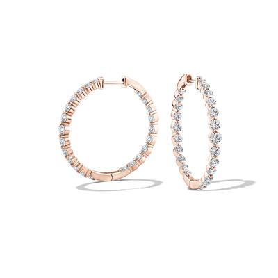 Lab Grown Diamond Shared-Prong Hoop Earrings in 10K Rose Gold (2 ct. tw.)