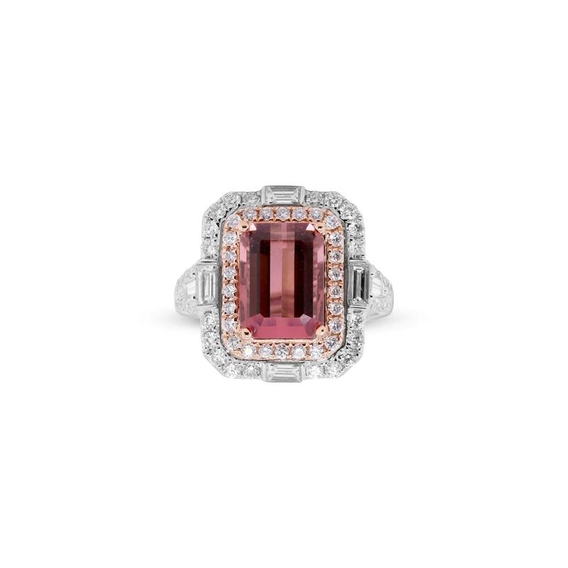 Pink Tourmaline and Diamond Halo Ring in 14K White and Rose Gold (1 1/4 ct. tw.) – Image 1 of 4