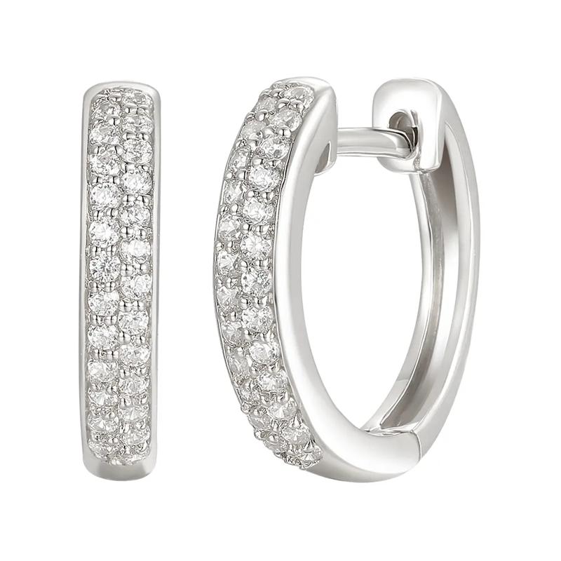 1/4 ct. tw. Diamond Hoop Earrings in 10K White Gold – Image 1 of 1