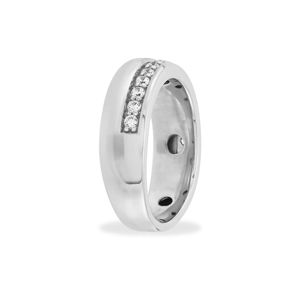 Men's Lab Grown Diamond High Polish Band in 10K White Gold (1/2 ct. tw.) – Image 3 of 4