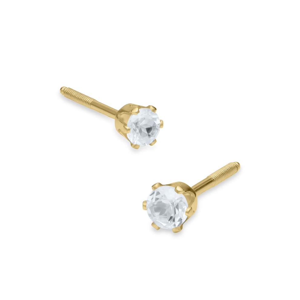Children's White Topaz Stud Earrings in 14K Yellow Gold – Image 1 of 2