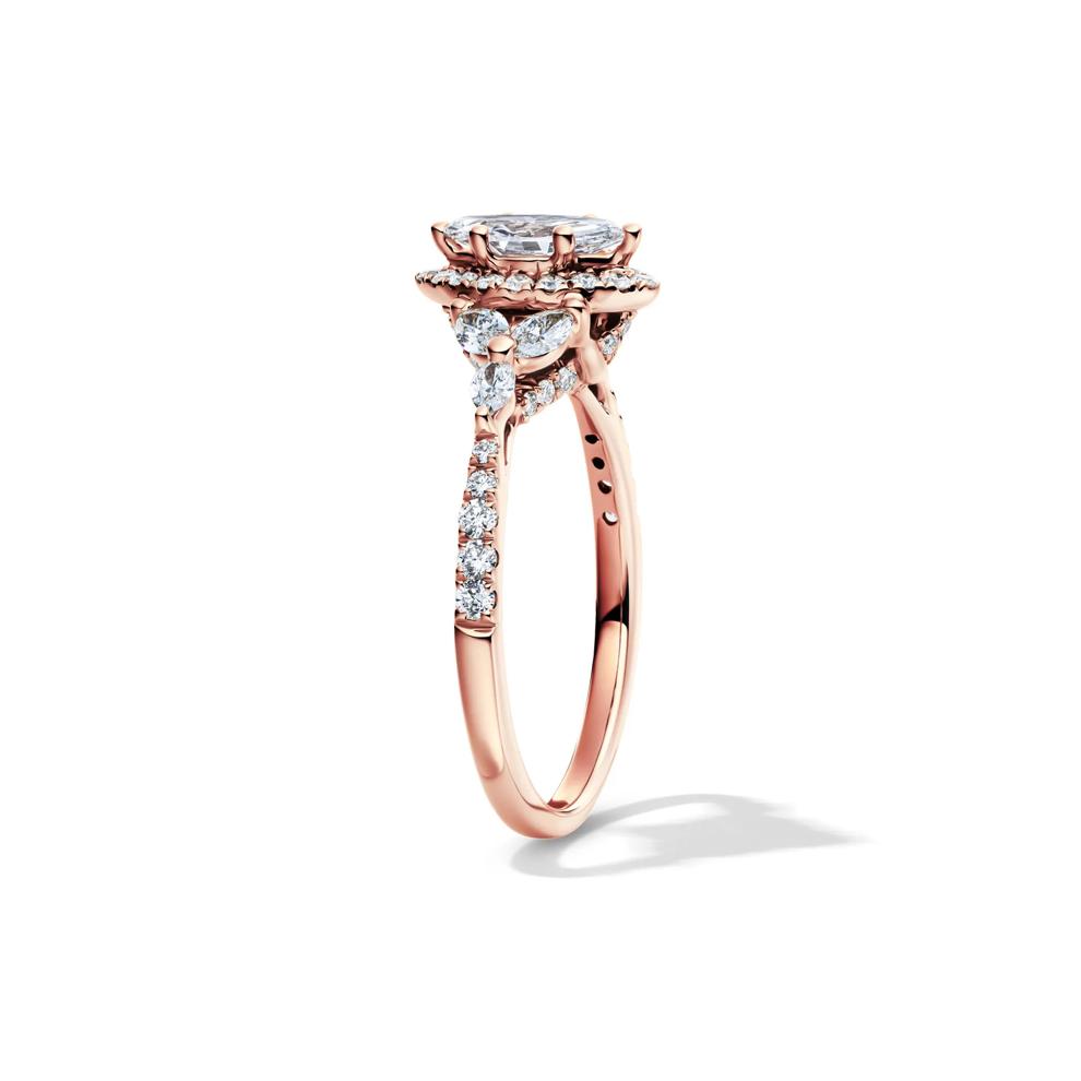 1 ct. tw. Marquise-Shaped Halo Diamond Engagement Ring in 14K Rose Gold  – Image 3 of 4