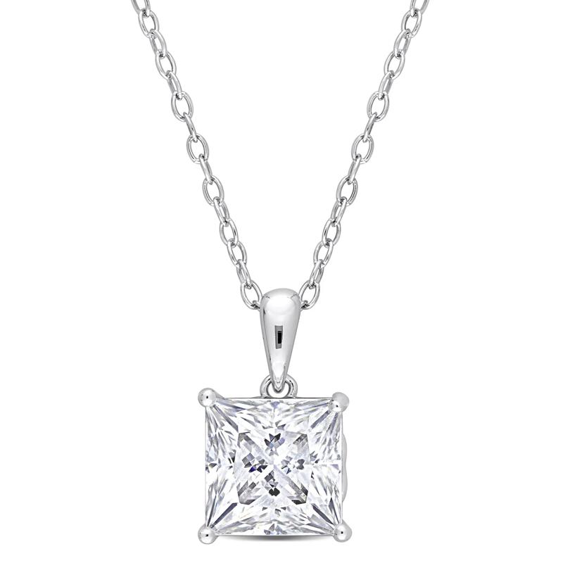 Lab-Created Moissanite Solitaire Pendant in Sterling Silver &#40;3 ct. dew&#41; – Image 1 of 4