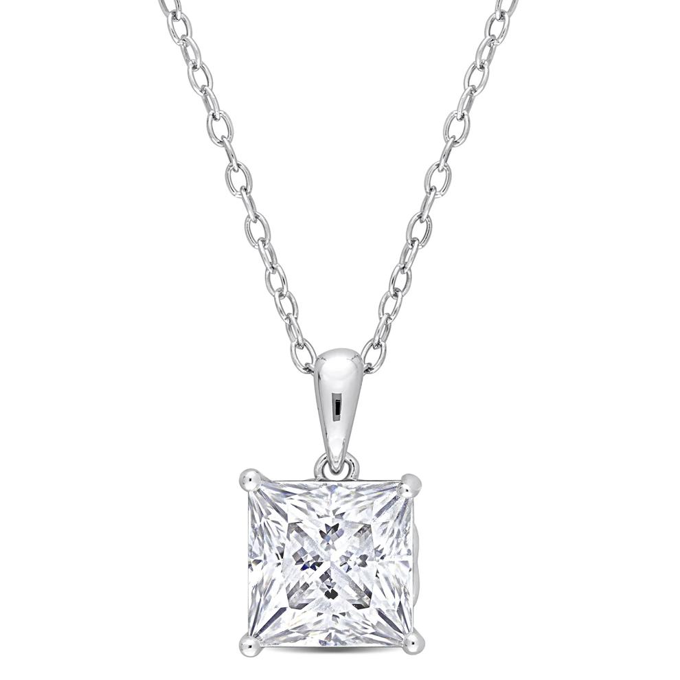 Lab-Created Moissanite Solitaire Pendant in Sterling Silver (3 ct. dew) – Image 1 of 4