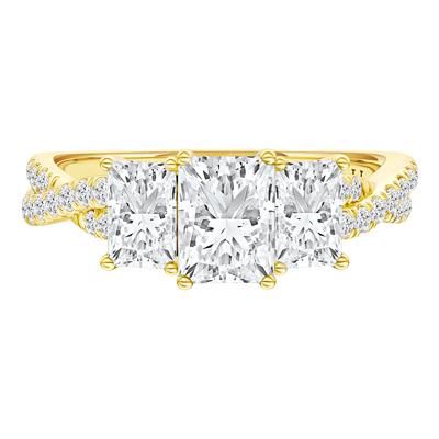Diamond Radiant-Cut Three-Stone Engagement Ring in 18K Yellow Gold (1 3/4 ct. tw.)