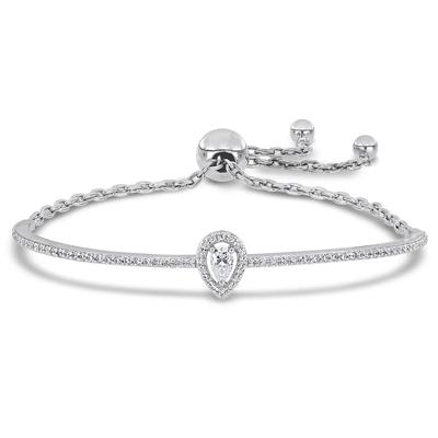 Moissanite Bolo Bracelet with Pear-Shaped Stone in Sterling Silver (3/4 ct. dew)