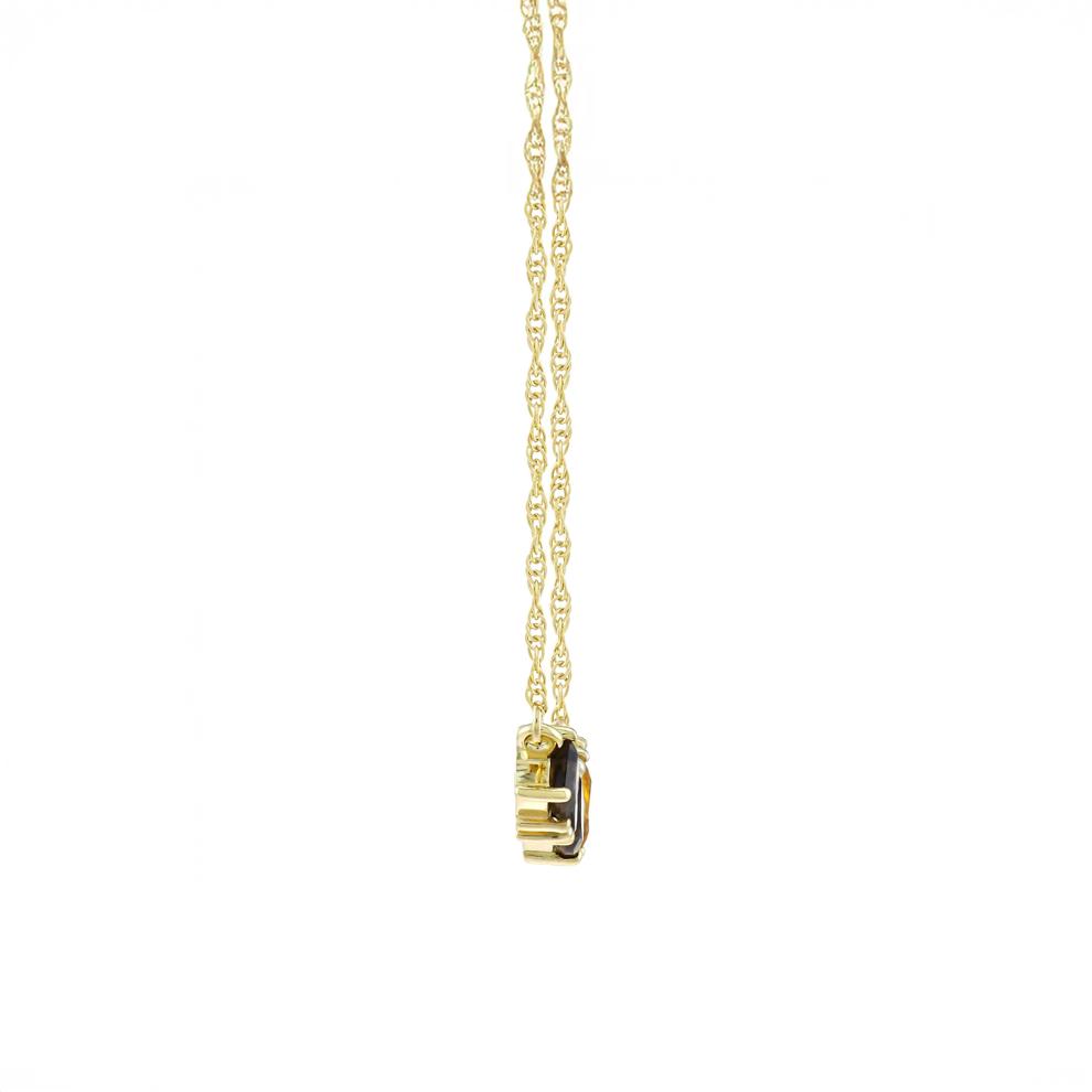 Lab-Created Smoky Quartz, Citrine and White Sapphire Necklace in 10K Yellow Gold – Image 2 of 3