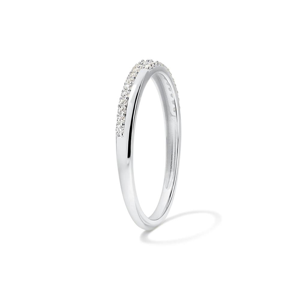 Diamond Split Double Row Stack Band in 10K White Gold (1/10 ct. tw.) – Image 3 of 4