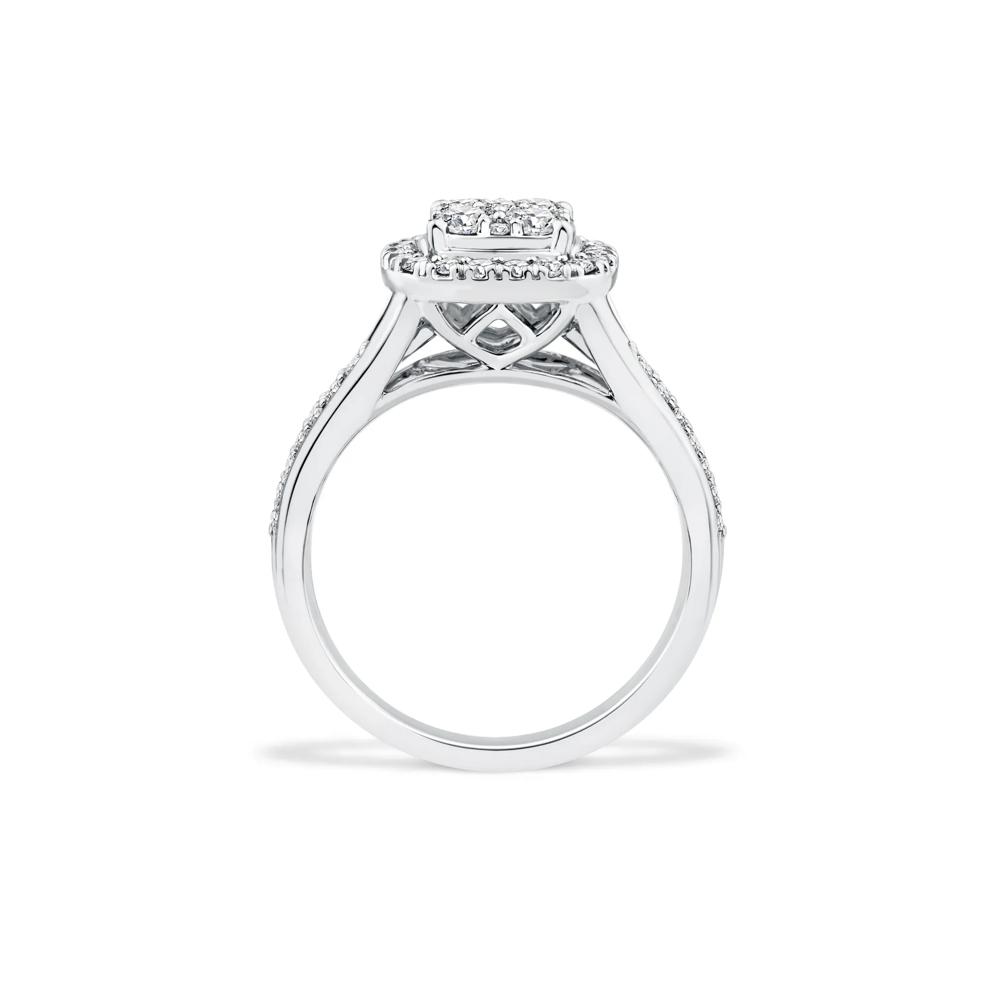 Diamond Cushion Halo Center Composite Engagement Ring in 10K White Gold (1 ct. tw.) – Image 2 of 4