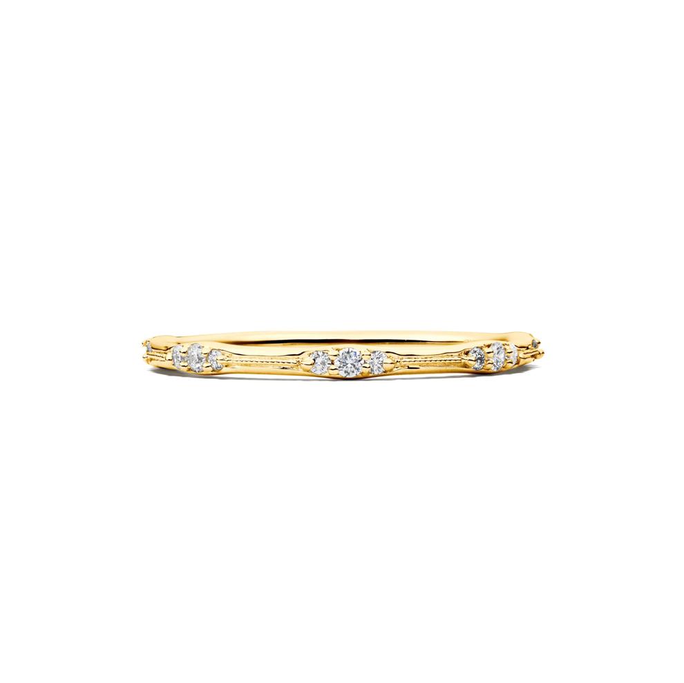 Lab Grown Diamond Milgrain Stack Band in 10K Yellow Gold (1/7 ct. tw.) – Image 1 of 4