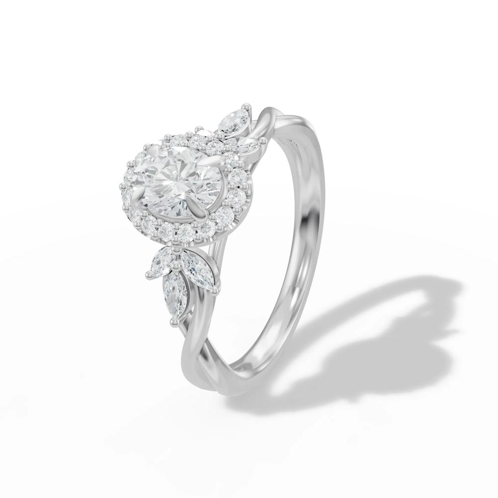 Diamond Oval Center Halo Engagement Ring in 14K White Gold (7/8 ct. tw.) – Image 4 of 4