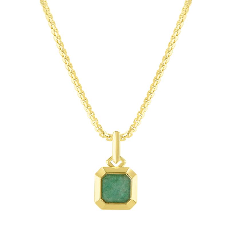 Men&#39;s Jade Pendant Necklace in Vermeil – Image 1 of 2