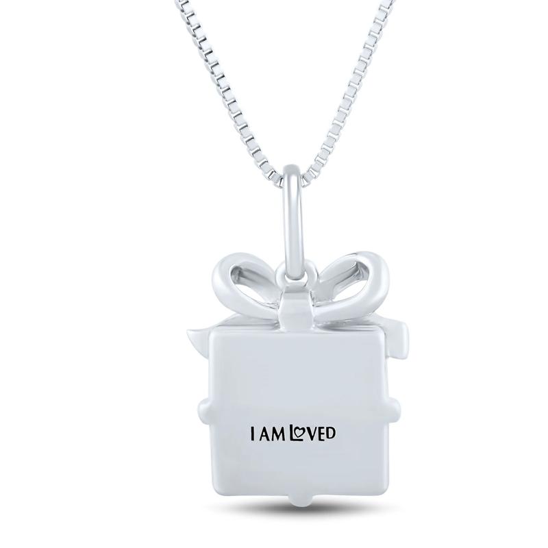 Gift Box Pendant with Diamond Accents in Sterling Silver and 14K Rose Gold – Image 4 of 4