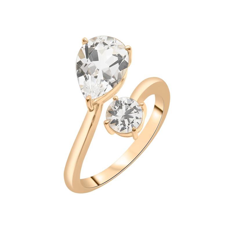 Lab-Created White Sapphire Bypass Ring in Vermeil – Image 4 of 9