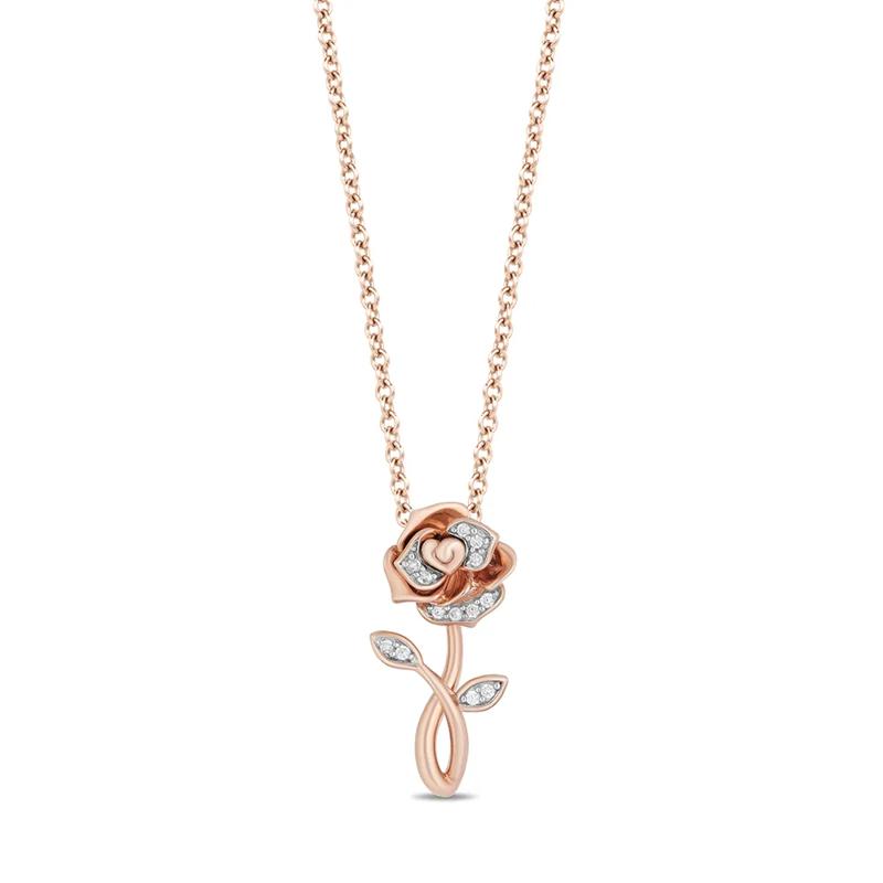 1/10 ct. tw. Diamond Belle Rose Pendant in 10K Rose Gold – Image 1 of 1