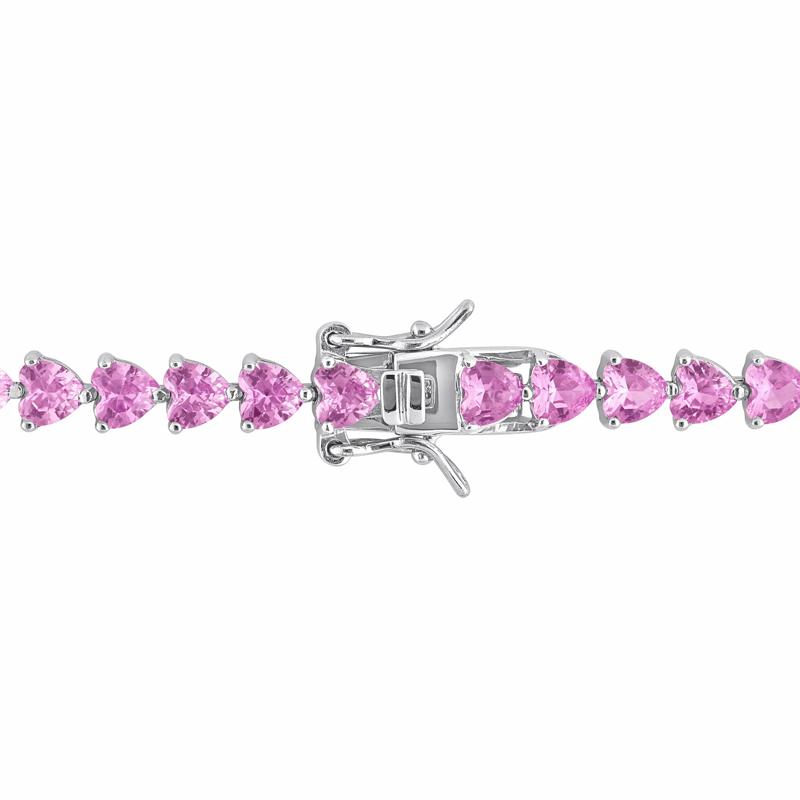 Lab-Created Pink Sapphire Bracelet in Sterling Silver  – Image 2 of 5