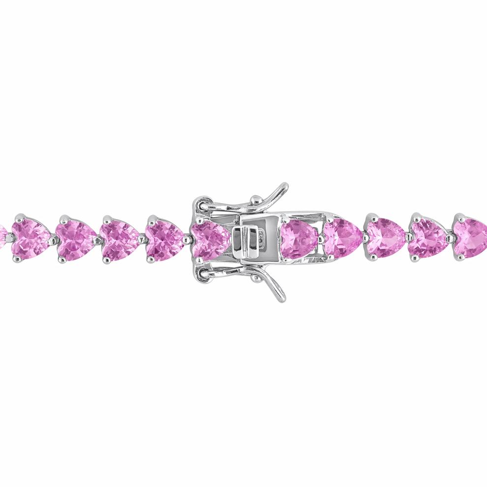 Lab-Created Pink Sapphire Bracelet in Sterling Silver – Image 2 of 5