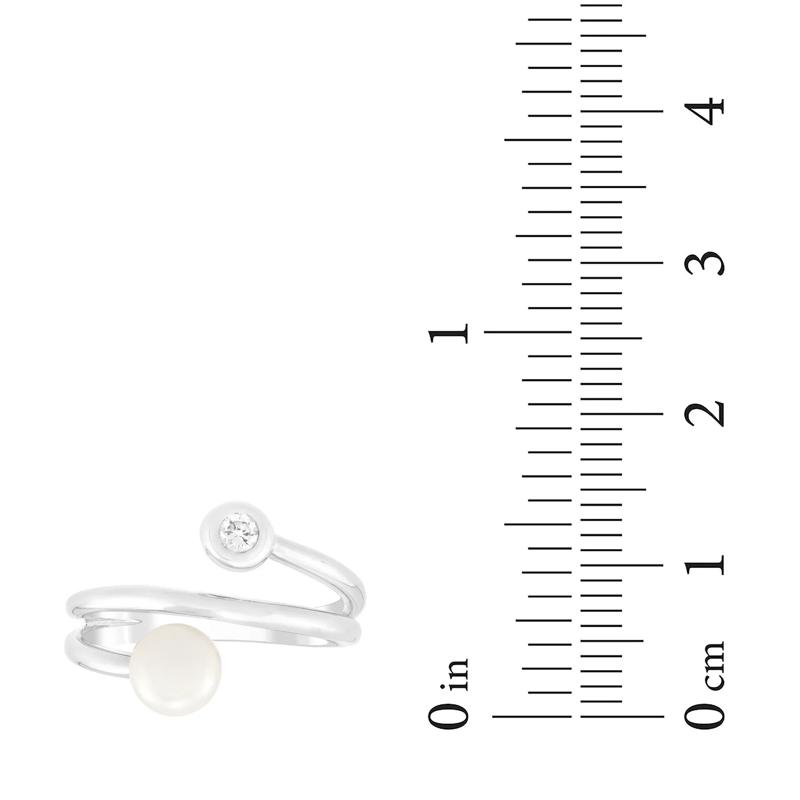 Freshwater Pearl and Lab-Created White Sapphire Ring in Sterling Silver – Image 4 of 4