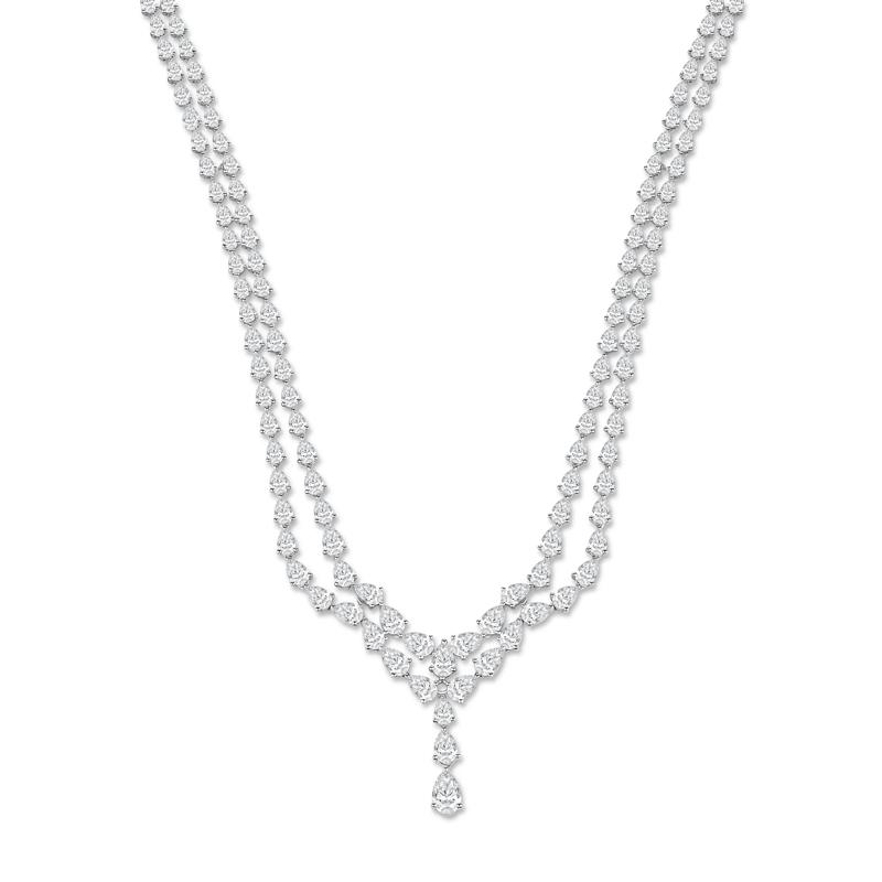 Lab Grown Diamond Pear and Round Lariat Necklace in 14K White Gold &#40;29 ct. tw.&#41; – Image 1 of 2