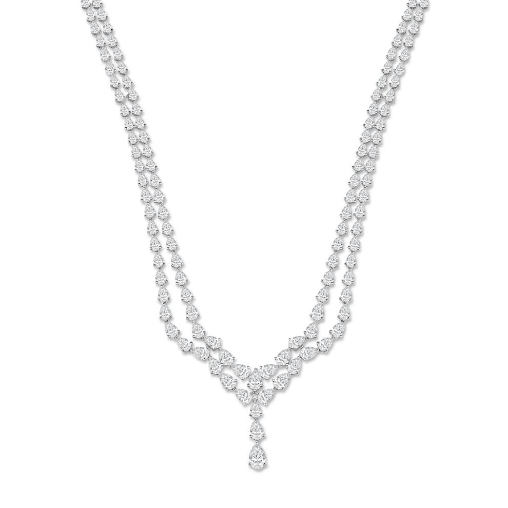 Lab Grown Diamond Pear and Round Lariat Necklace in 14K White Gold (29 ct. tw.) – Image 1 of 2