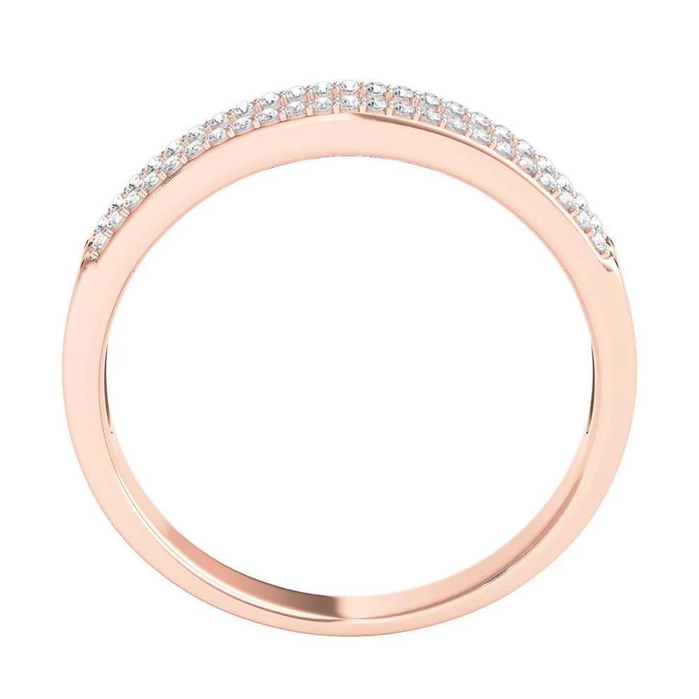 Baguette &amp; Pave Diamond Wedding Band in 10K Rose Gold (1/4 ct. tw.) – Image 2 of 3
