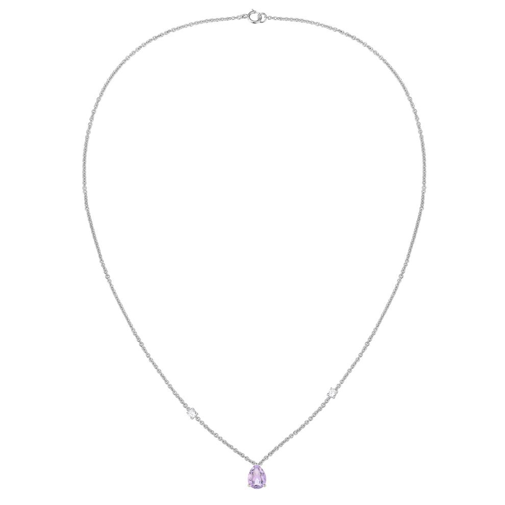 Rose de France Amethyst &amp; Diamond Accent Pendant Necklace in 10K White Gold – Image 4 of 4