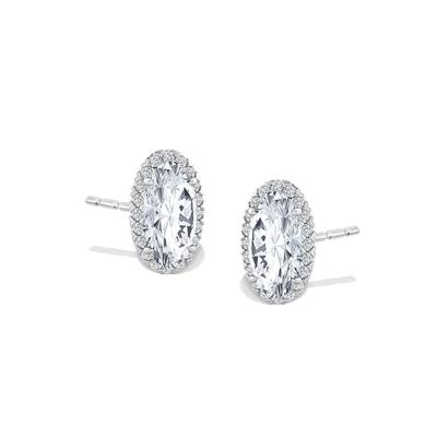 Lab Grown Diamond Oval Halo Stud Earrings in 10K White Gold (1 5/8 ct. tw.)