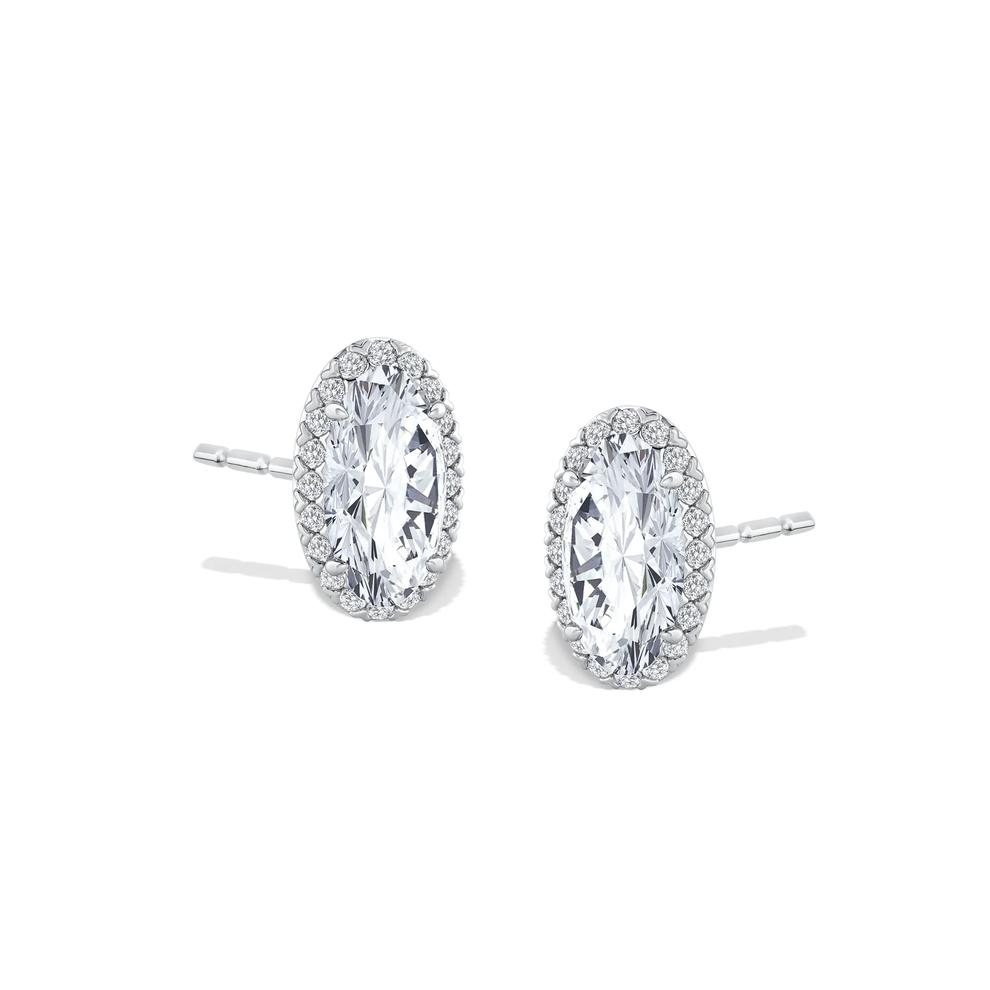 Lab Grown Diamond Oval Halo Stud Earrings in 10K White Gold (1 5/8 ct. tw.) – Image 1 of 2