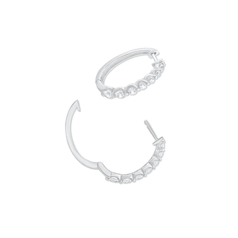 Diamond Graduated Hoop Earrings in 10K White Gold (1 ct. tw.) – Image 2 of 3