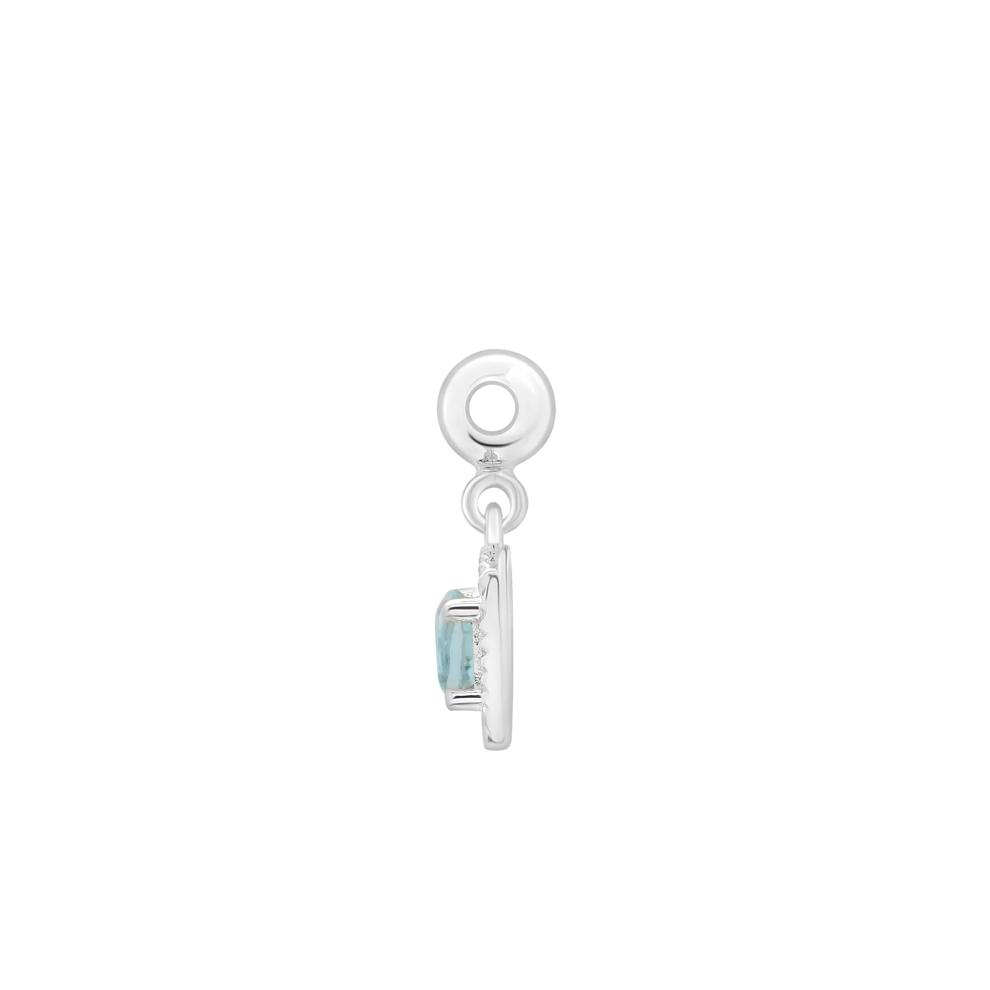 Lab-Created Aquamarine Medallion Birthstone Bead Charm in Sterling Silver – Image 2 of 3