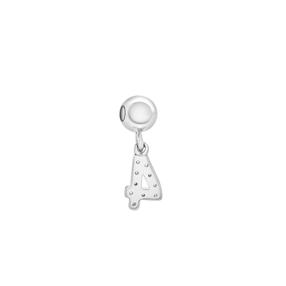 Diamond Accent  Number 4 Bead Charm in Sterling Silver – Image 3 of 3
