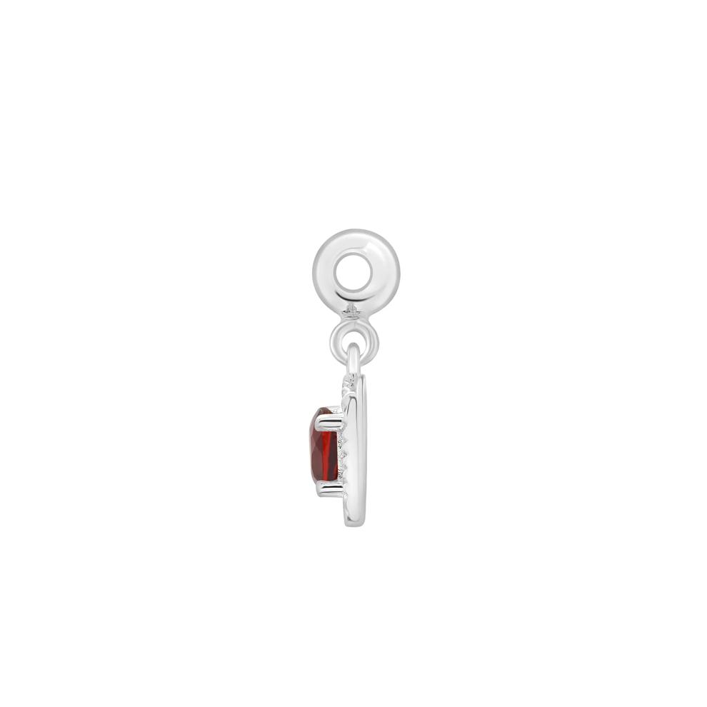 Garnet Medallion Birthstone Bead Charm in Sterling Silver – Image 2 of 3