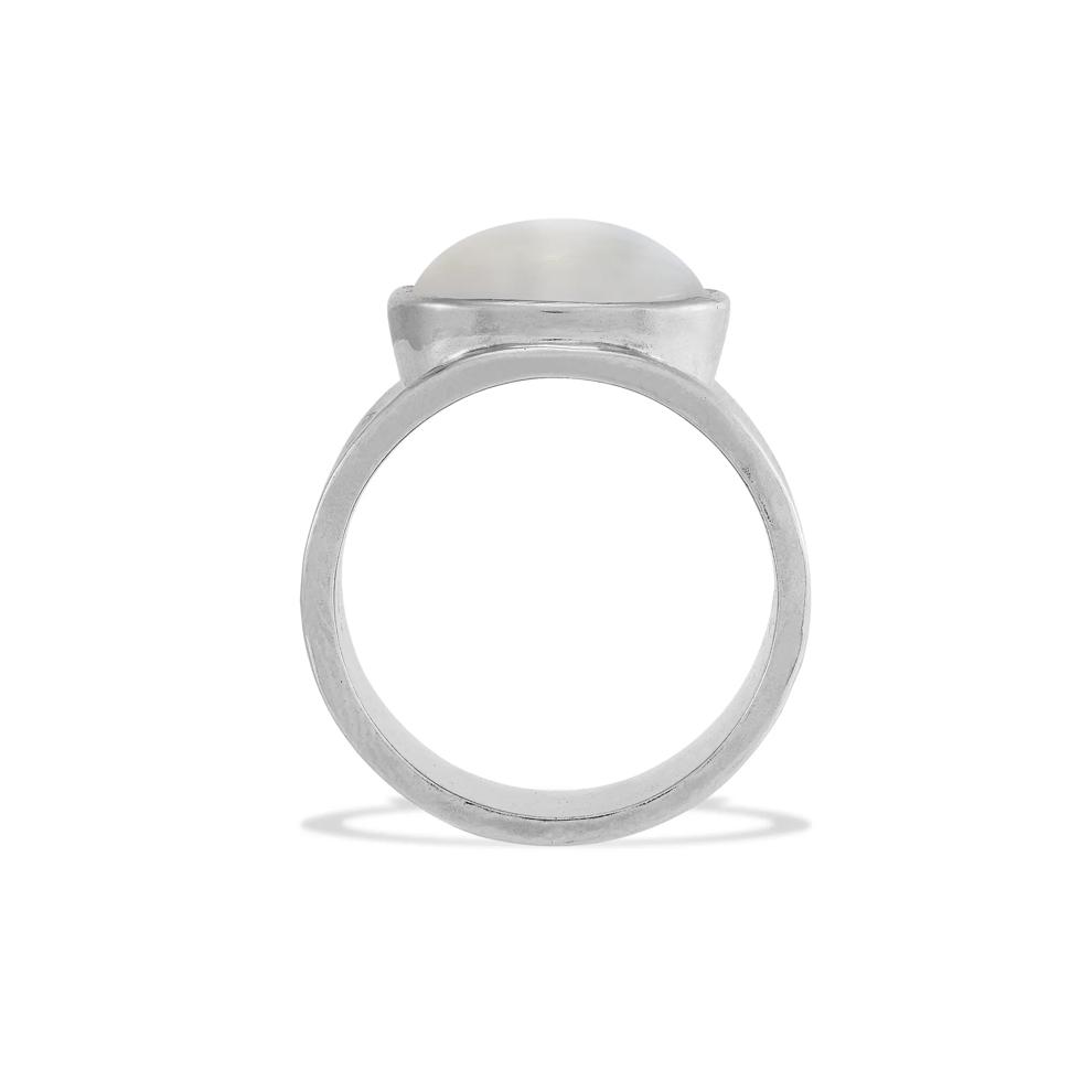 Oval Mother of Pearl Wide Band Ring in Sterling Silver – Image 3 of 4