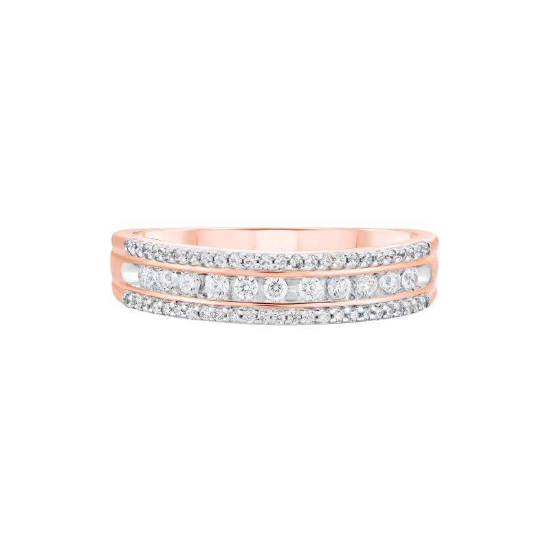 Multi-Row Diamond Wedding Band in 10K Rose Gold &#40;1/4 ct. tw.&#41;  – Image 1 of 3